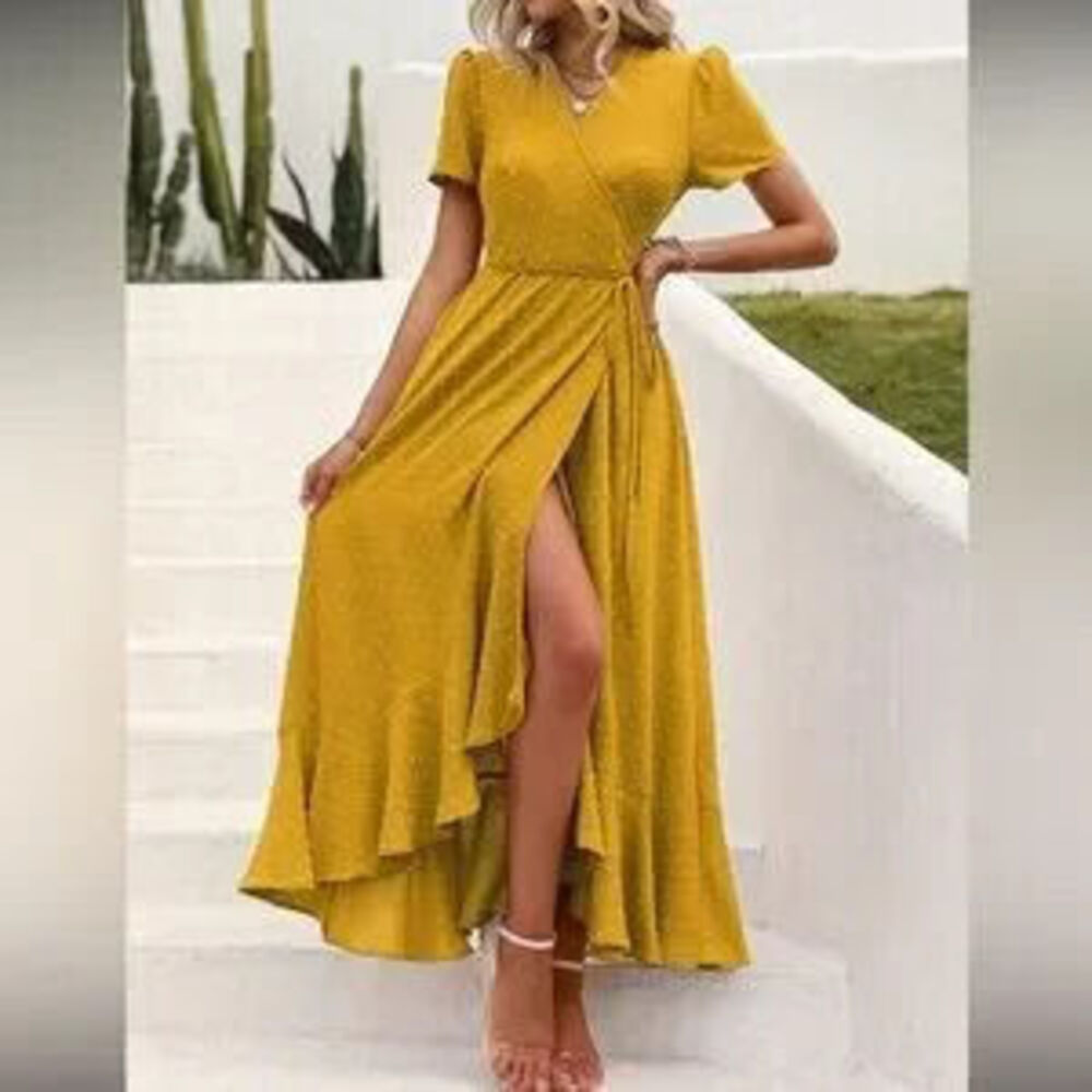 Elegant Pink Wrap Dress